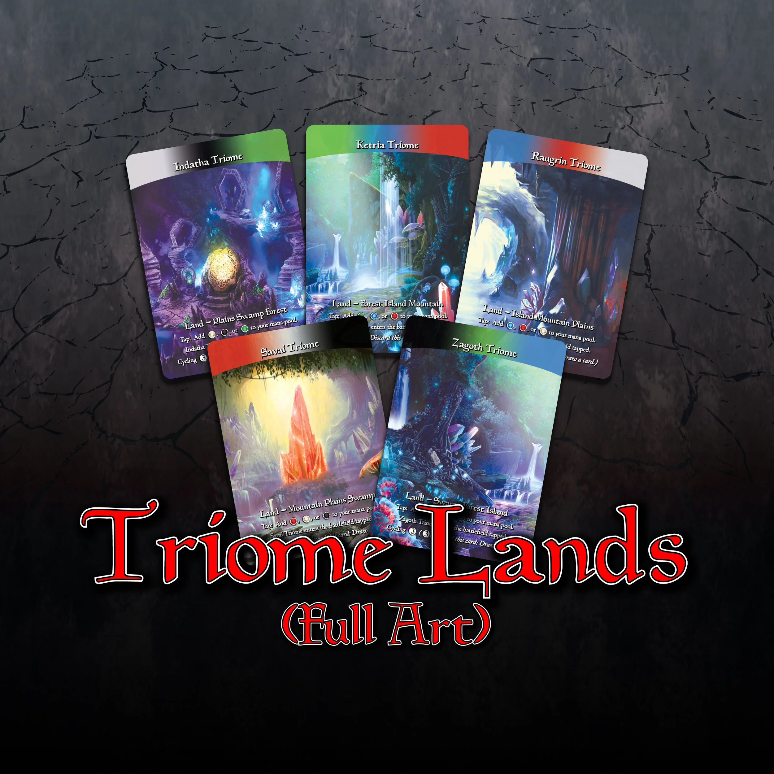 TRIOME LANDS - Set of 5 (Full Art) - IKORIA — Magical Creations Site